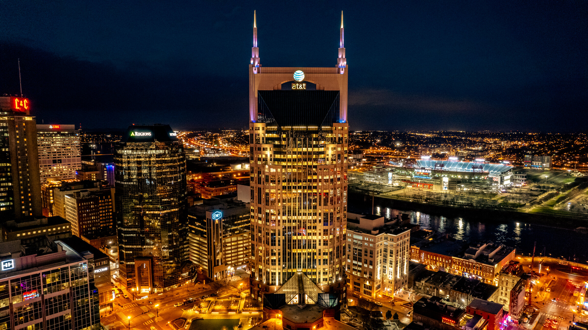 Nashville city skyline aerial photograph by Sage Smith